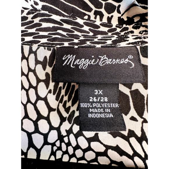 Maggie Barnes  Button up black/ white pattered blouse 3X - Picture 3 of 3